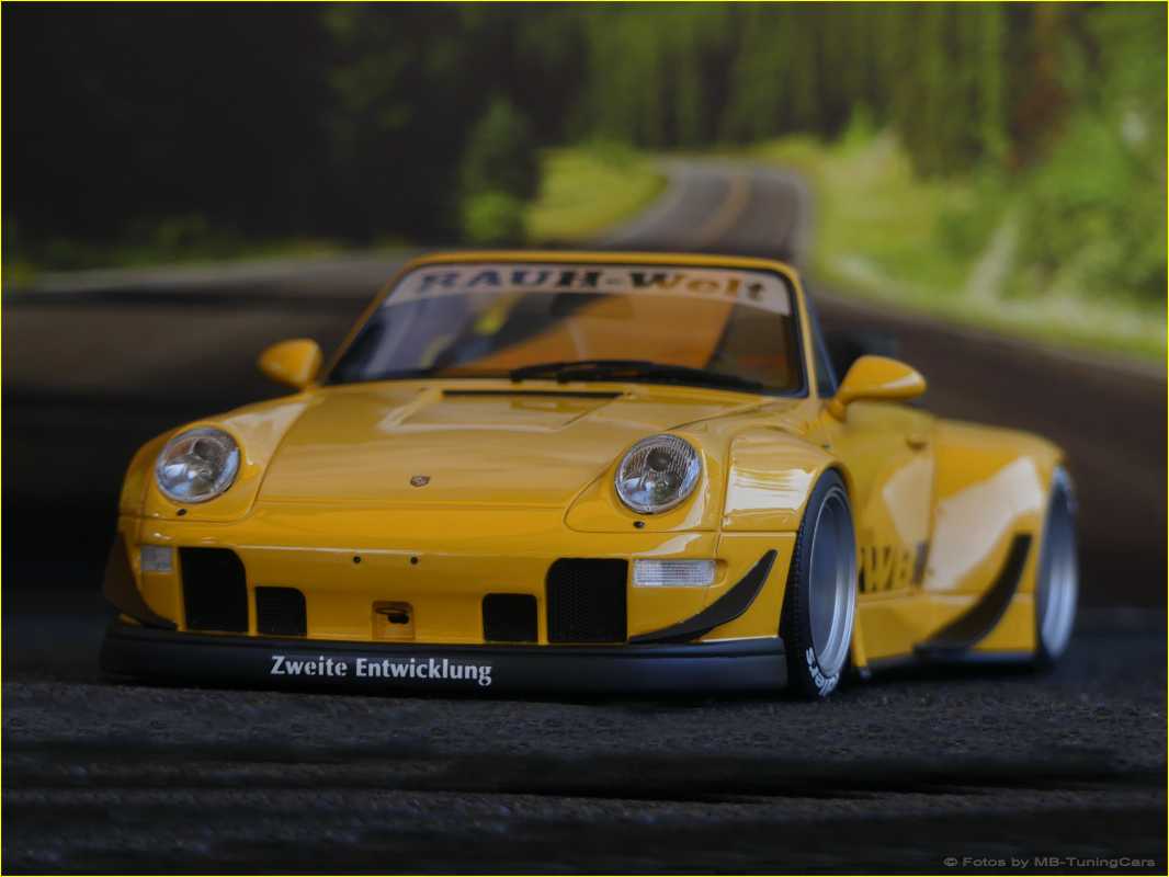 1/18 ポルシェ 911 (993) RWB Nohra Rauh-Welt Model Samochodu Porsche 911 RWB Bodykit Nohra 2023 - yellow
